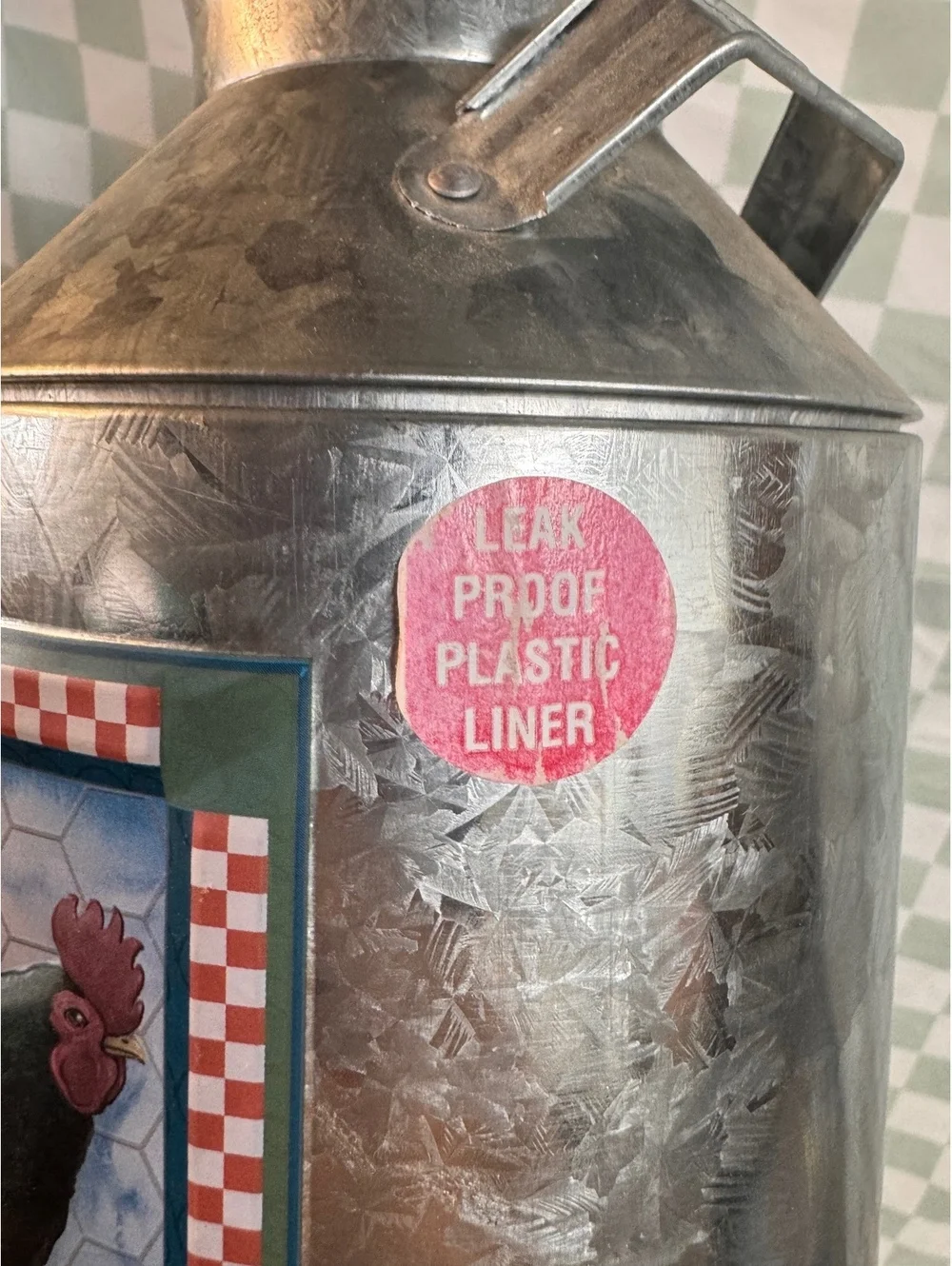 The Tin Box Company Rustic Metal Milk Can with Rooster Design